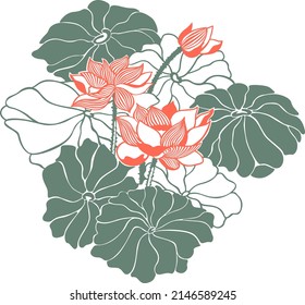 lotus flowers and leaves, bloom, flower composition