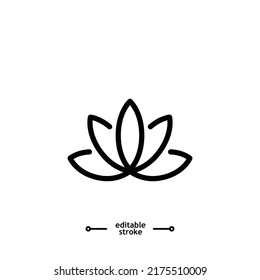 lotus flowers, Lotus, Lily Flower Icon. Spa icons button, vector, sign, symbol, logo, illustration, editable stroke, flat design style isolated on white linear pictogram