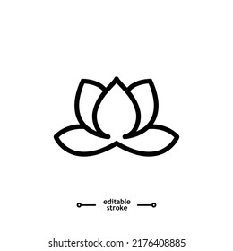 lotus flowers, Lotus, Lily Flower Icon. Spa icons button, vector, sign, symbol, logo, illustration, editable stroke, flat design style isolated on white linear pictogram