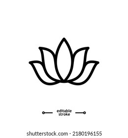 lotus flowers, Lotus, Lily Flower Icon. Spa icons button, vector, sign, symbol, logo, illustration, editable stroke, flat design style isolated on white linear pictogram