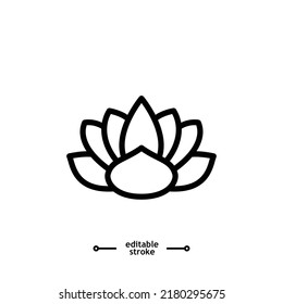 lotus flowers, Lotus, Lily Flower Icon. Spa icons button, vector, sign, symbol, logo, illustration, editable stroke, flat design style isolated on white linear pictogram