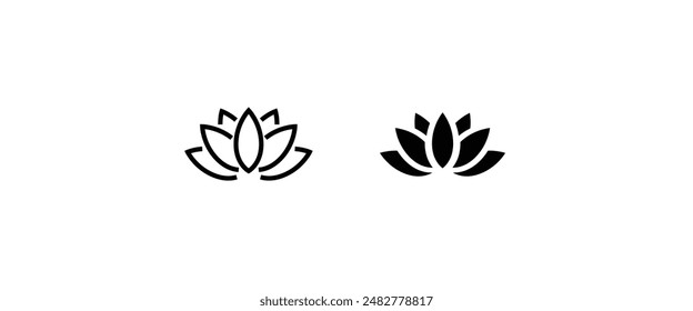 lotus flowers, Lotus, Lily Flower Icon. Spa icons button, vector, sign, symbol, logo, illustration, editable stroke, flat design style isolated on white linear pictogram