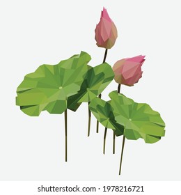 Lotus flowers and round leaves drawing in the background. Lotus flower implication to Lord Buddha dogma differentiates nature classes of mankind.