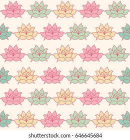 Lotus flowers. Seamless vector pattern in soft colors.