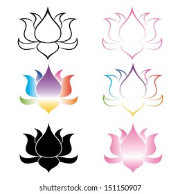 Lotus flowers silhouettes