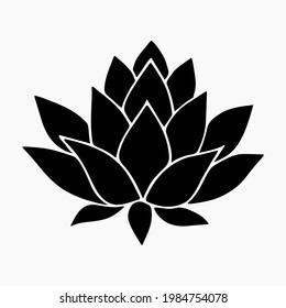 Lotus flowers silhouettes. Flat logo illustration for your design. Vector illustration isolated on white background. 