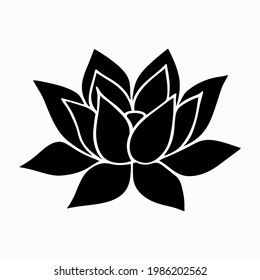 Lotus flowers silhouettes. Flat logo illustration for your design. Vector illustration isolated on white background. 