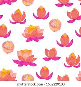 Lotus flowers vector seamless pattern