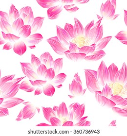 Lotus flowers  . Vector seamless pattern