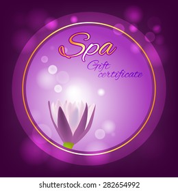  Lotus flower.Vector image, blank for Spa certificate.