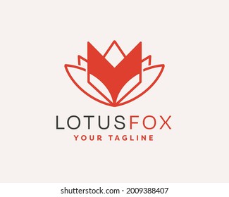 Lotus fox logo design template