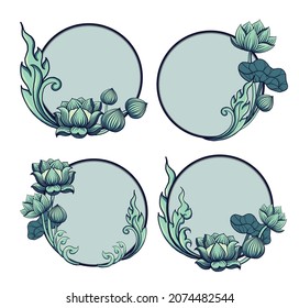 Marco de Lotus, Plantilla para invitación de boda, tarjeta de saludo, banner, vale de regalo con lugar para texto. 
