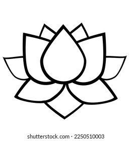 Lotus geometric pattern, symmetrical logo in outline style