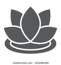 Lotus glyph icon, flower and spa, floral sign, vector graphics, a solid pattern on a white background, eps 10.