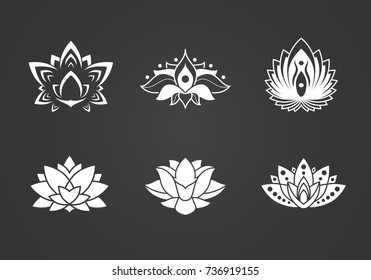 Lotus glyph icons set. Inspiration graphic sign for logo. Vector illustration