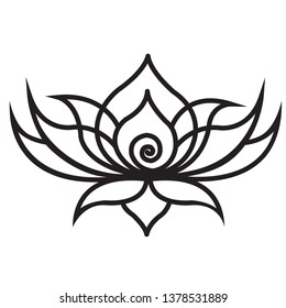 Lotus  Graphic For Cut Template  For Laser Cutting. Stencil For Decorative Panel Of Wood, Metal, Paper. Design Elements Animal Logo. Vector Illustration