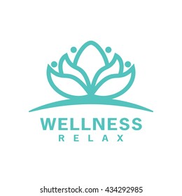 Lotus green flower vector. Logo design lotus plant. 