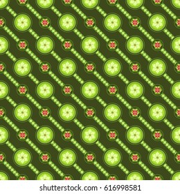 Lotus grenn pattern with red flowers