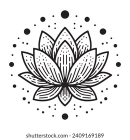 Logotipo de dibujo de mano de Lotus, ilustración, vector