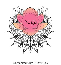 Lotus in hands. Vector illustration
