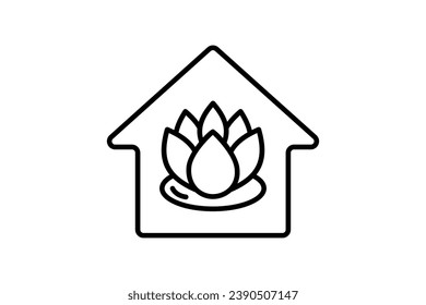lotus home icon. icon related to meditation, wellness, spa. line icon style. simple vector design editable