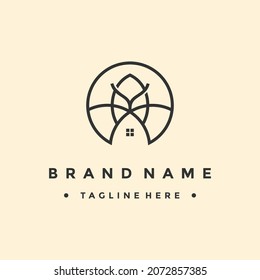 Lotus home Logo Design Vorlage Vektorsymbol, minimalistisches Logo