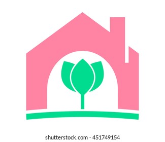 lotus house home plant flower flora stem nature image vector icon