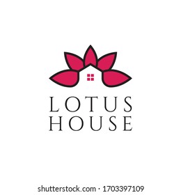 Lotus house illustration inspiration symbol logo design vector template