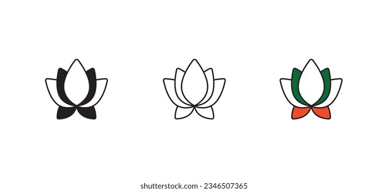 Diseño de icono de Lotus con ilustración de fondo blanco