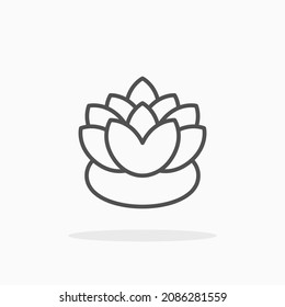 Icono de Lotus. Estroque editable y píxel perfecto. Estilo de esquema. Ilustración vectorial. Disfruta de este icono para tu proyecto.