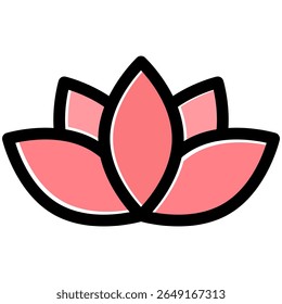 lotus icon in flat outline offset style