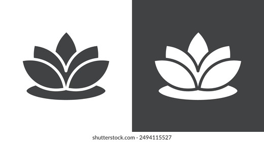 Lotus Icon Flat set in black and white color outline vector