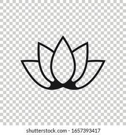 Lotus icon in flat style. Flower leaf vector illustration on white isolated background. Blossom plant business concept.