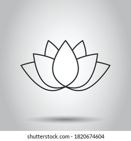 Lotus icon in flat style. Flower leaf vector illustration on white isolated background. Blossom plant business concept.