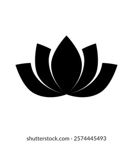 Lotus icon in flat style. Harmony sign isolated on white background. Lily symbol in black. Lotus abstract icon. Flower symbol. Vector illustration for graphic design, Web, UI, app