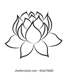 Flower Lotus Black White Isolated On Stock Vector (royalty Free 