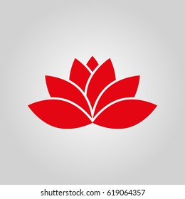 Lotus icon. Lily and flower, lifestyle symbol. Flat design. Stock - Vector illustration
