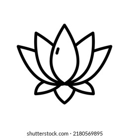 Lotus Icon. Line Art Style Design Isolated On White Background