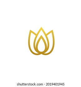 Lotus icon line style, calm lotus and harmony pictogram on gold, black and white background vector illustration