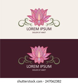 Plantilla de logotipo e icono de Lotus. Ilustración vectorial.