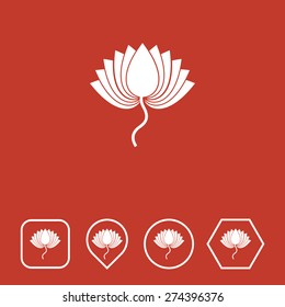 Lotus Icon on Flat UI Colors with Different Shapes. Eps-10.