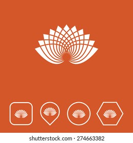 Lotus Icon on Flat UI Colors with Different Shapes. Eps-10.