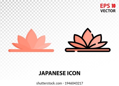 Lotus icon on transparent background. Japan symbol for your website design, logo, app, UI. Eps10 vector illustration.