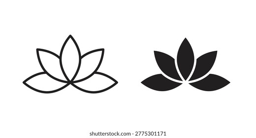 Lotus icon on white background. linear pictogram. Flat symbols