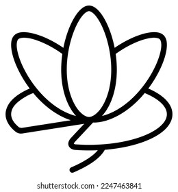 icono de loto con estilo de contorno. Adecuado para el diseño de sitios web, logotipo, aplicación e interfaz de usuario. En función del tamaño del icono en general, se puede reducir.	
