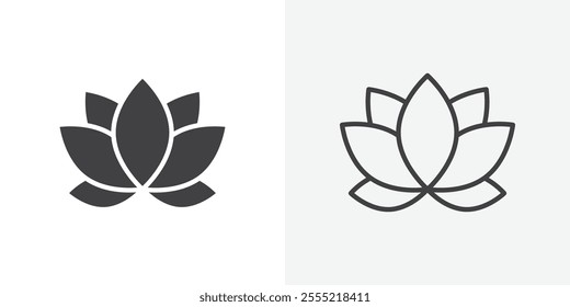 Lotus icon. outlined vector style.