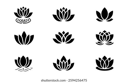 Lotus Icon. Set of Lotus Flower