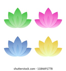 Lotus Icon Set on White Background. Vector