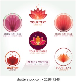 Lotus Icon set in Red. Good for Beauty Industry, Beauty Salon, Med Spa, Alternative Medicine, Spa, Beauty, Spa Boutique, Yoga Club, Massage and Recreation, Shiatsu, Natural Healing, Acupuncture