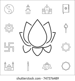 Lotus Icon. Set of religion icons. Web Icons Premium quality graphic design. Signs, outline symbols collection, simple icons for websites, web design, mobile app on white background